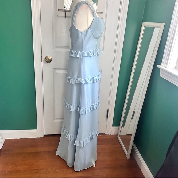 Revelry Sloane Chiffon Tiered Dress in Periwinkle 4 - Picture 3 of 14